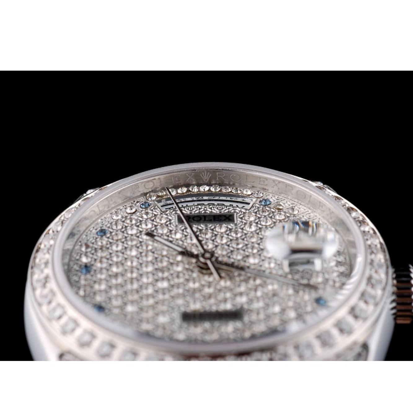 Aaa fake watches Rolex Steel Diamond 41985 Plated Diamond Stainless DayDate Plated Dial Bracelet 0718